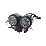 Speedometer Assembly for the Pride Mobility Sport Rider Scooter, showcasing a close-up of the black and silver gauge with visible wires and a switch, highlighting detailed console features.