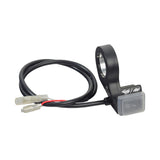 Switch for the Pride Sport Rider featuring a black and white device with a visible light, connected by black and red wires. Essential for maintaining your scooter or power chair's functionality.