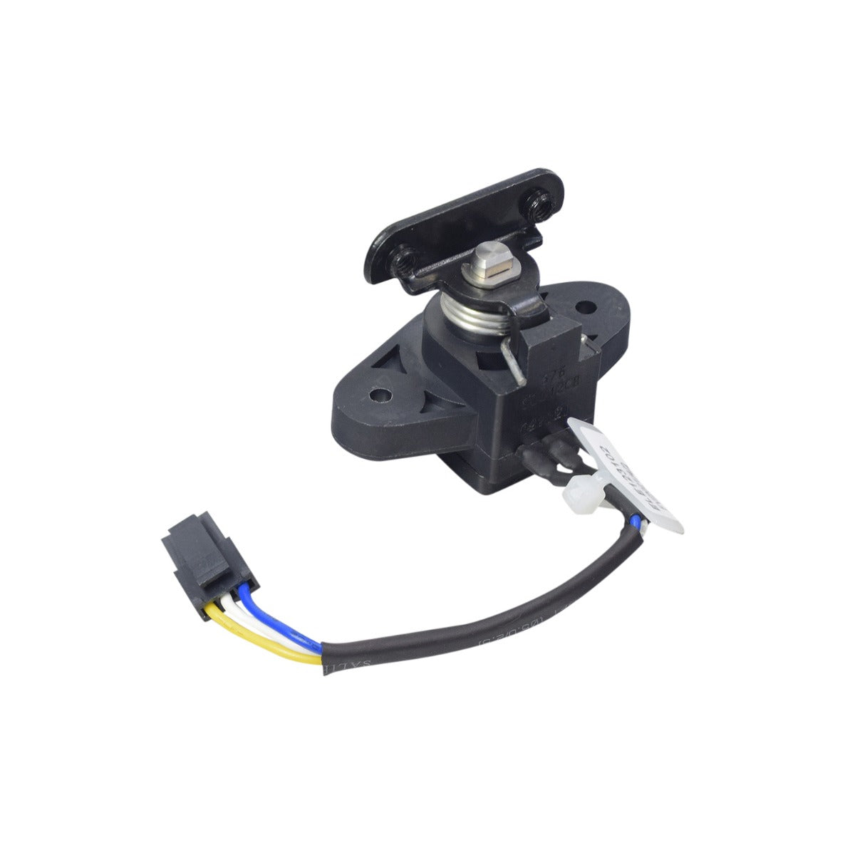 CTS Throttle Pot Assembly for Pride Pursuit (SC713) & Pursuit XL (SC714) Scooters, featuring black electrical device with wires, wig-wag lever, mounting screws, and spring.