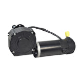 Motor & Brake Assembly with Curtis Connector for the Quantum Q6 Edge 2.0, Q6 Edge 2.0X, and Q6 Edge 3.0 power chairs, featuring a black machine with a visible yellow button, cords, and connectors.