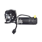 Motor & Brake Assembly with Curtis Connector for the Quantum Q6 Edge 2.0, Q6 Edge 2.0X, & Q6 Edge 3.0, featuring a compact black electric motor with an attached black cable and connector.