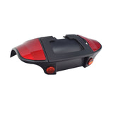 Rear Shroud Assembly with Red Inserts for the 4-Wheel Go-Go Sport (S74) Scooter, featuring a sleek black surface with distinctive red inserts and prominent red lights, designed for replacement of damaged panels.