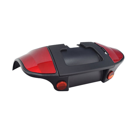 Rear Shroud Assembly with Red Inserts for the 4-Wheel Go-Go Sport (S74) Scooter, featuring a sleek black surface with distinctive red inserts and prominent red lights, designed for replacement of damaged panels.