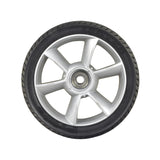 7x1.6 (180x40) Front Wheel Assembly for the Go-Go Folding Scooter (S19) featuring a solid flat-free tire with a silver rim, pre-assembled for quick and easy installation.