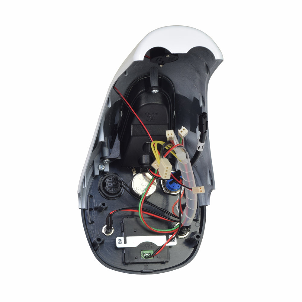 Top Console Assembly for the Go-Go Folding Scooter (S19) with visible control panel including safety horn, on/off switch, speed knob, key switch cylinder, and LED battery gauge, bundled into one unit.