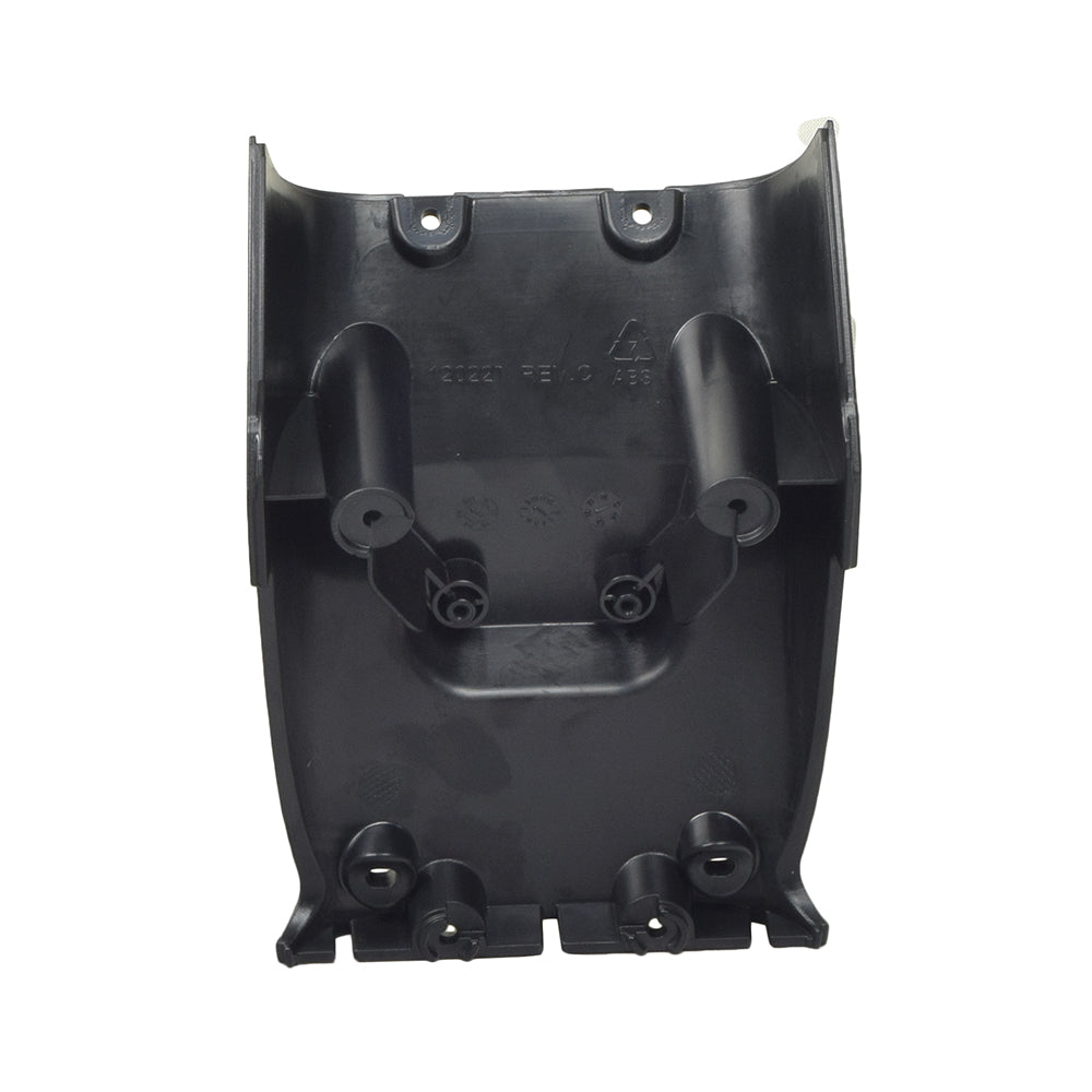 Bottom Console Shroud for the Pride Pursuit 2, Victory 9 & Victory 10 mobility scooters, featuring a black plastic cover with four screws, designed to protect the lower tiller and vital scooter components.