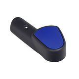 Left Side Blue Front Caster Cover for Pride Jazzy Select 6 and Select 6 Ultra, featuring a blue handle and black accents, designed to ensure compatibility and functionality for your scooter or power chair.