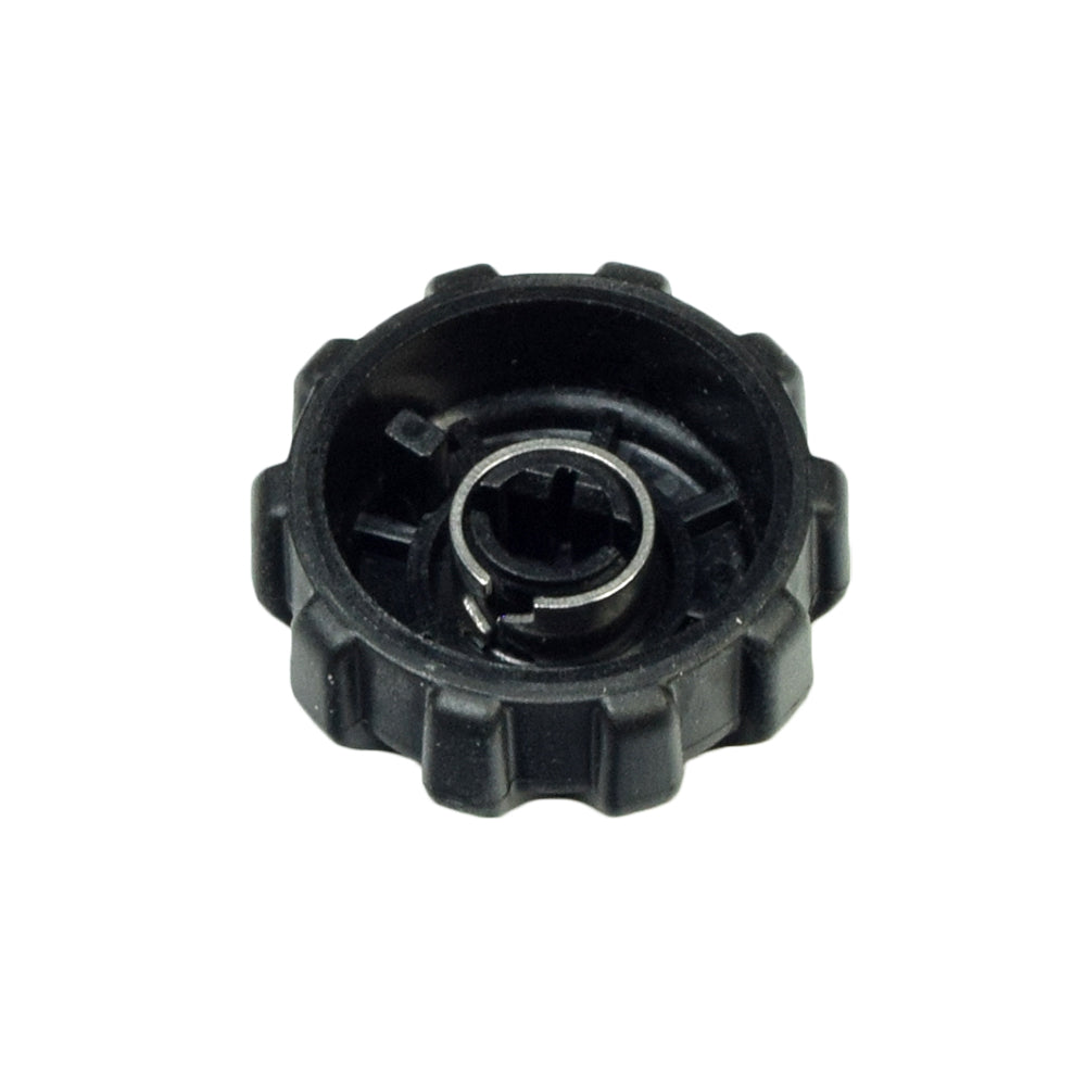 Speed Wheel Knob for the Curtis Q-Logic 2 Joystick, a black plastic wheel with a central nut, designed for controlling a power chair's velocity.