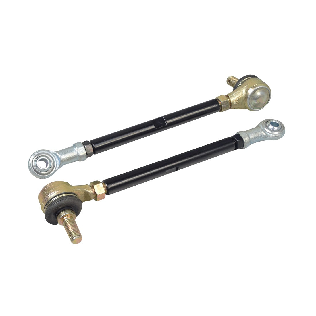 Steering Stem Assembly for the Pride Pursuit XL, featuring a couple of metal rods with nuts and a close-up of a ball joint, essential for scooter functionality.