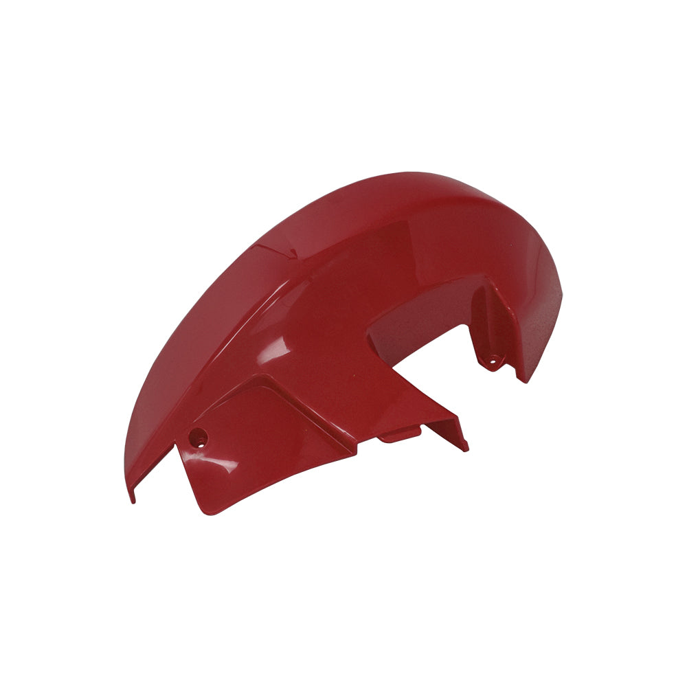 Left Side Front Fender for Jazzy Elite HD and Elite 14 Power Chairs, showcasing a close-up view of the red plastic part designed for easy replacement and compatibility.