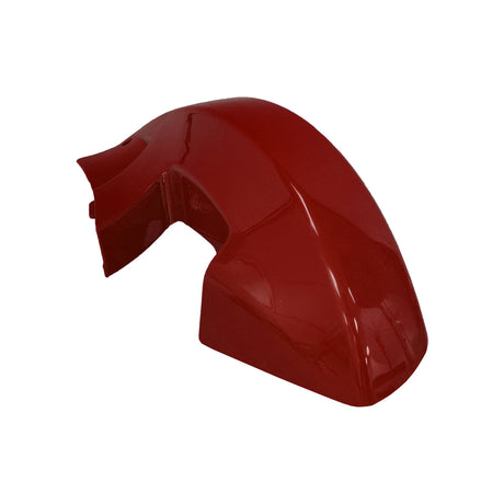 Left Side Front Fender for Jazzy Elite HD and Elite 14 Power Chairs, shown as a red, smooth-surfaced, curved protective cover designed to fit the left side of the specified scooter models.