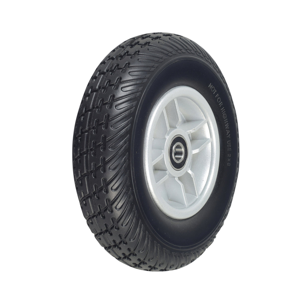 9x3 (2.80/2.50-4) Black Flat-Free Rear Wheel Assembly for the Go-Go Elite Traveller Plus (SC53/SC54) featuring a solid black tire with a stylish silver rim, designed for durability and compatibility.