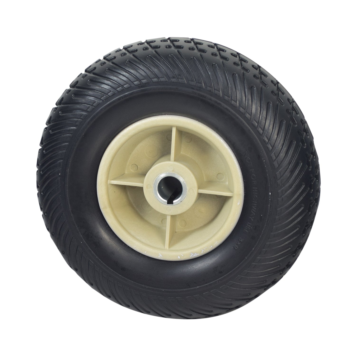 9x3 (2.80/2.50-4) Black Flat-Free Rear Wheel Assembly for the Go-Go Elite Traveller Plus (SC53/SC54) featuring a solid black tire with a silver rim and central hub.