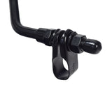 Clamp-On Extra Large Rear View Mirror Assembly for Mobility Scooters featuring a black metal pipe, nut, and clip. Includes necessary nuts and screws for easy mounting on 1/2 to 7/8 handlebars.