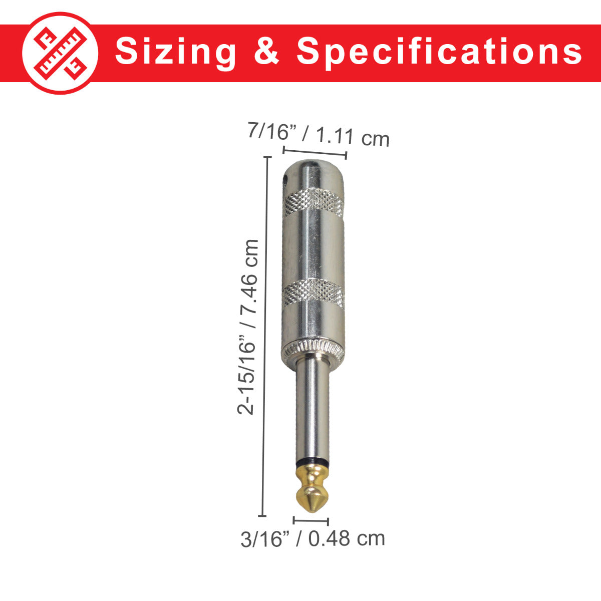 Key (Stereo Plug Style) with Cylinder Head for Pride Mobility Scooters, resembling a silver audio jack with a black cylinder head, ideal for replacing lost or misplaced scooter keys for models pre-2000.