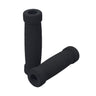 Foam Handlebar Grips for Pride Mobility Scooters (Set of 2): Two black foam grips designed to fit various Pride mobility scooters, featuring cylindrical shapes ready for easy installation on 7/8 tiller handlebars.