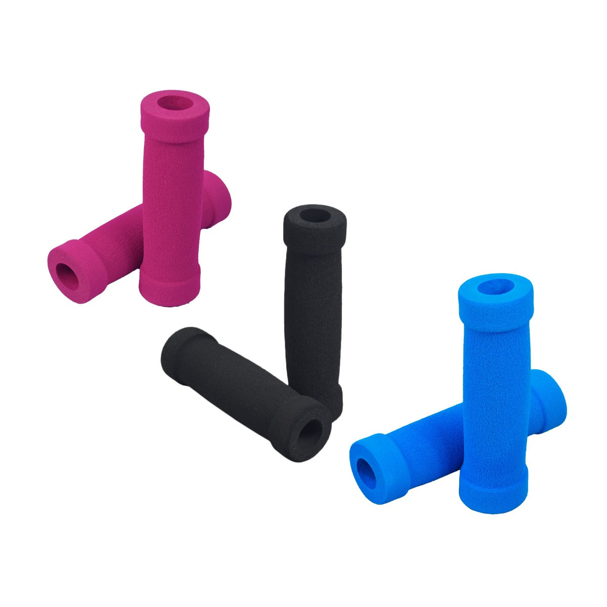 Foam Handlebar Grips for Pride Mobility Scooters (Set of 2) displayed in close-up, showcasing their snug fit and textured finish, ideal for enhancing grip on various Pride scooter models.