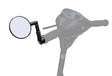 Rear View Mirror for Mobility Scooters, featuring a round reflective surface and adjustable black handlebar mount, ideal for Pride, Go-Go, Ranger, and other scooter brands and models.