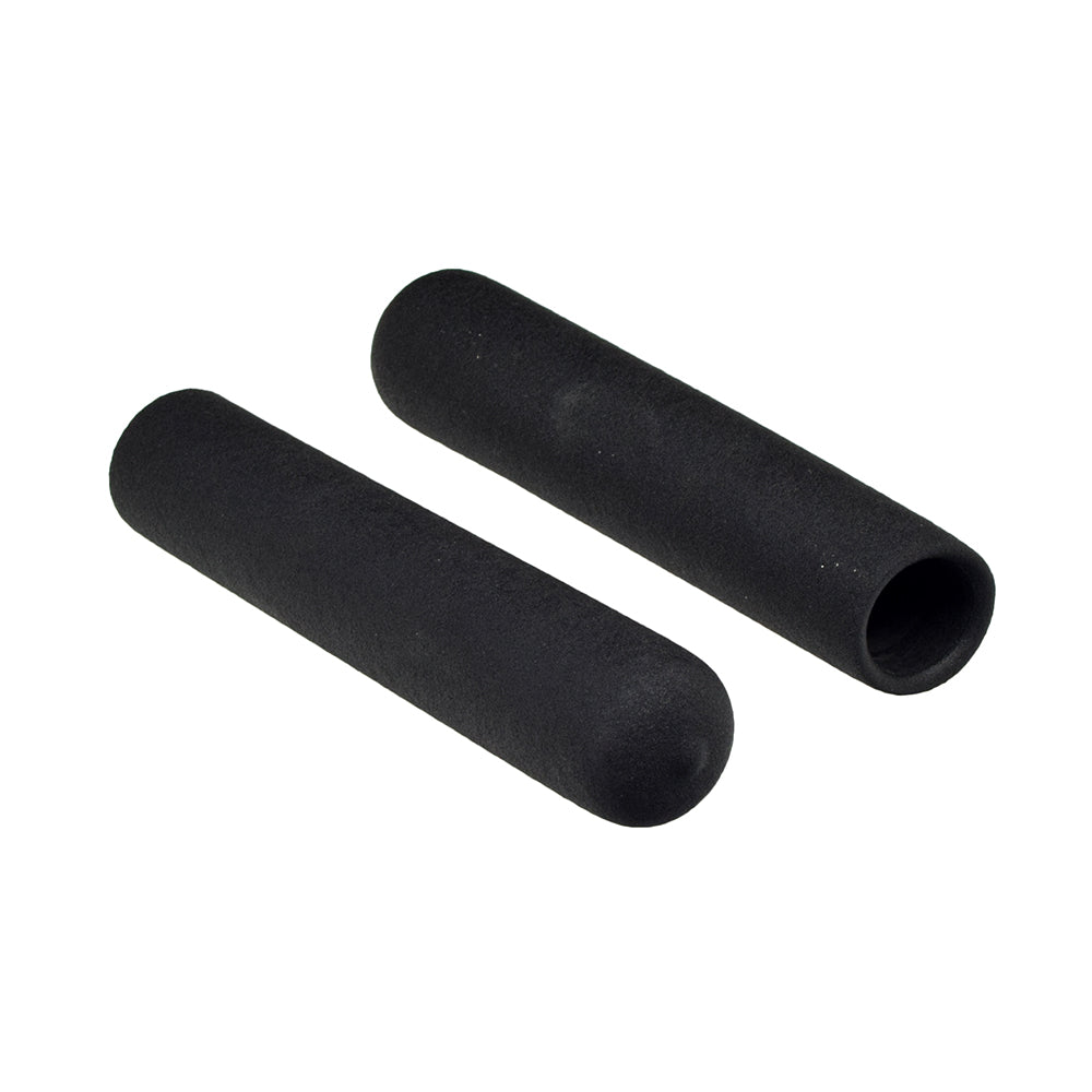 Set of 5-1/2 black foam handlebar grips for Pride Victory 3 & 4 mobility scooters, shown close-up, perfect for replacing worn grips, providing comfort and durability.