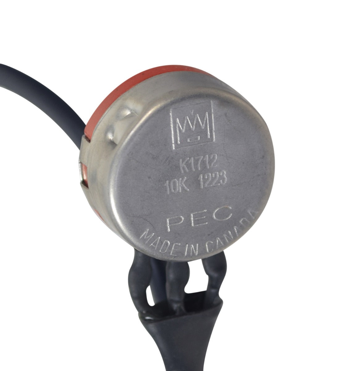 Tilt Potentiometer for Invacare Storm Series Power Chairs, featuring a close-up of the round metal object with visible harness, nut, and washer components essential for regulating seat movement.