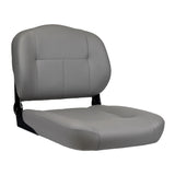 22 x 20 Gray Medium-Back Deluxe Contour Vinyl Seat Assembly (Blemished) with black armrests and adjustable hinges, suitable for Pride Mobility scooters and power chairs.