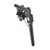 Upper Elevating Leg Rest Extension Assembly for Quantum Power Chairs, featuring a black metal object with a metal handle, designed for the Quantum Q1103 Ultra and Jazzy 600 models.