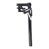 Upper Elevating Leg Rest Extension Assembly for Quantum Power Chairs, featuring a black metal pole with a silver hook and lock mechanism, designed for left or right side configuration.