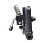 Upper Elevating Leg Rest Extension Assembly for Quantum Power Chairs, featuring a black metal lever with a handle, designed for compatibility with Quantum Q1103 Ultra and Jazzy 600 power chairs.