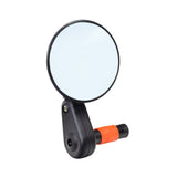 Rear View Bar End Mirror for Pride Scooters, featuring a 3 glass mirror with an internal-expanding plug for secure handlebar mounting, shown in close-up detail with a black plastic holder.