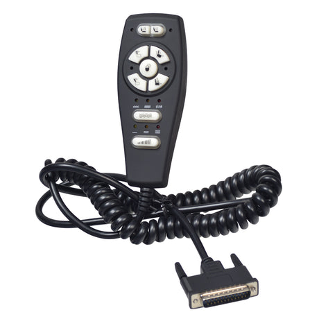 Hand Control Assembly for Pride LC-525 and LL-770 series & Mega Motion LC-100 Lift Chairs with Heat & Massage, featuring a remote control with buttons and an attached cable in a close-up view.