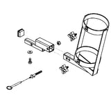 Oxygen Tank Holder Assembly with Mounting Bracket for Quantum Power Chairs with Synergy Seating; a sketch showing the steel holder, mounting bracket, handle lock knobs, quick-release pull-pin, and hardware components.