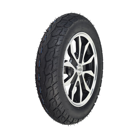 16 Rear Wheel Assembly for Pride Raptor & Baja Raptor 2 Scooters, featuring a black tire with a silver rim, street-style tread, and large diameter rubber for mobility scooters.