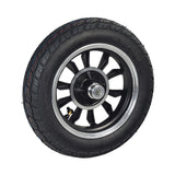 16 Rear Wheel Assembly for Pride Raptor & Baja Raptor 2 Scooters, featuring a black tire with a distinctive silver rim and street-style tread.