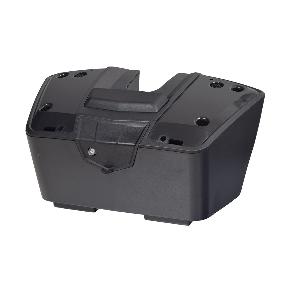 Battery Box Assembly for the Jazzy Zero Turn & Go-Go Go-Chair, showcasing a black plastic box with ventilation holes designed for mobility scooters.