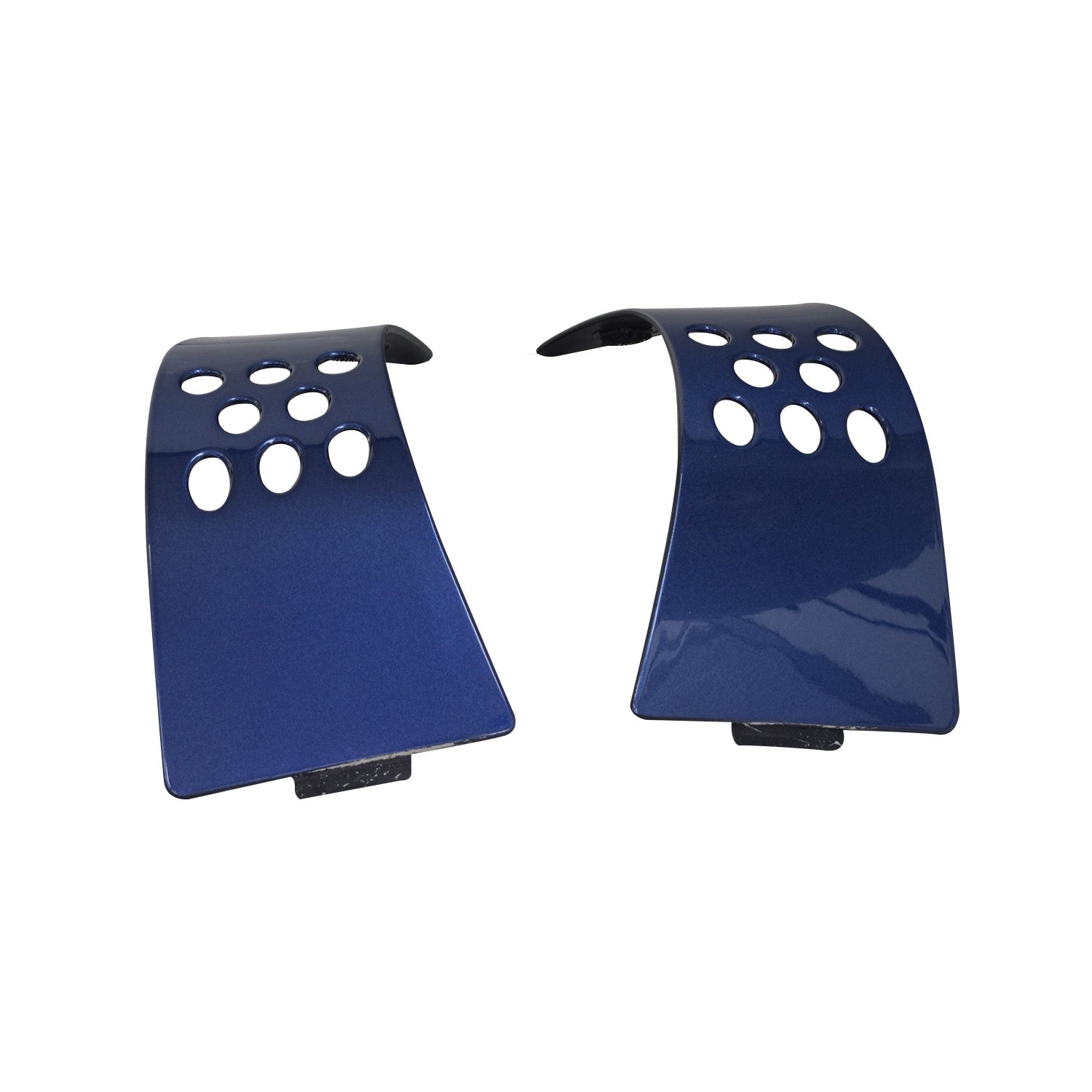 Blue Front Shroud Inserts for the Go-Go Elite Traveler Plus (SC54) showcasing two blue metal components with multiple holes designed for scooter compatibility.