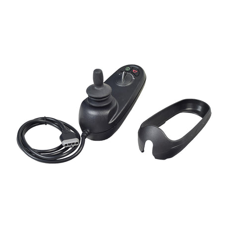 GC2/GC3 Joystick Remote for Jazzy Select 6, Jazzy Select 6 Ultra, and Jazzy Sport Portable; features a corded black remote with a central knob for precise control.