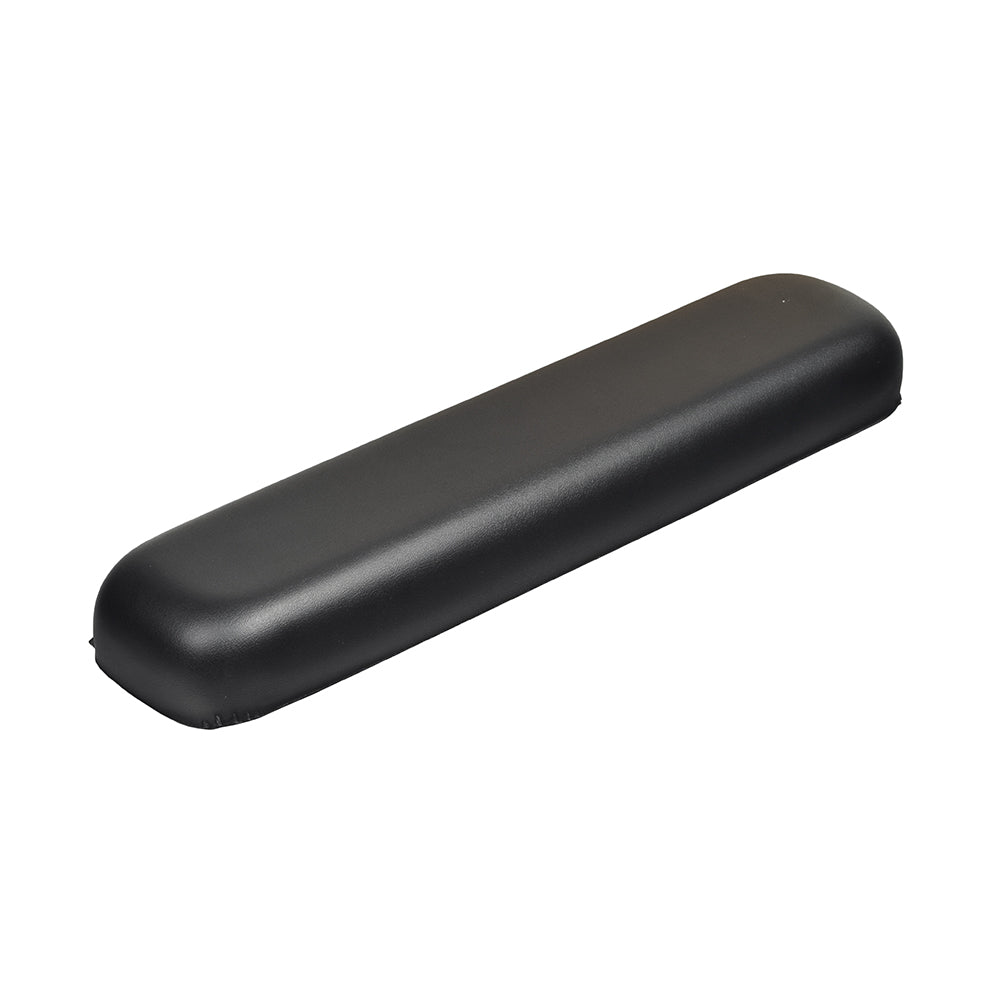 13-1/2 Black Arm Cushion for Jet Power Chairs (Blemished) - a black rectangular vinyl armrest cushion with a minor scalloped edge, measuring 13-1/2 long and 2-5/8 wide.