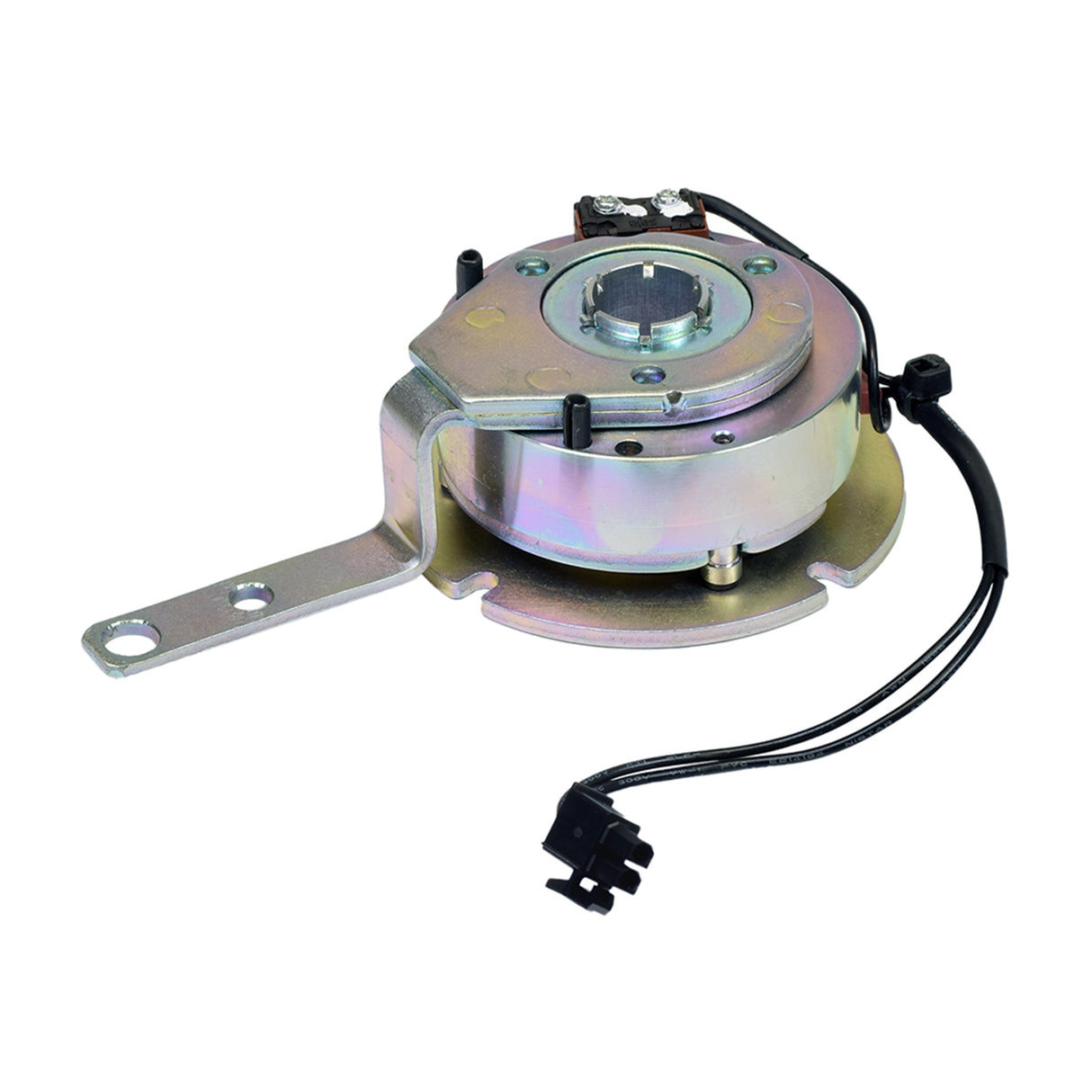 Brake Assembly for the Pride Celebrity X (SC4001/SC4401) & Mega Motion Endeavor X (MM4001DX/MM4401DX) showing a metal device with wires and a circular hole, crucial for mobility scooters.