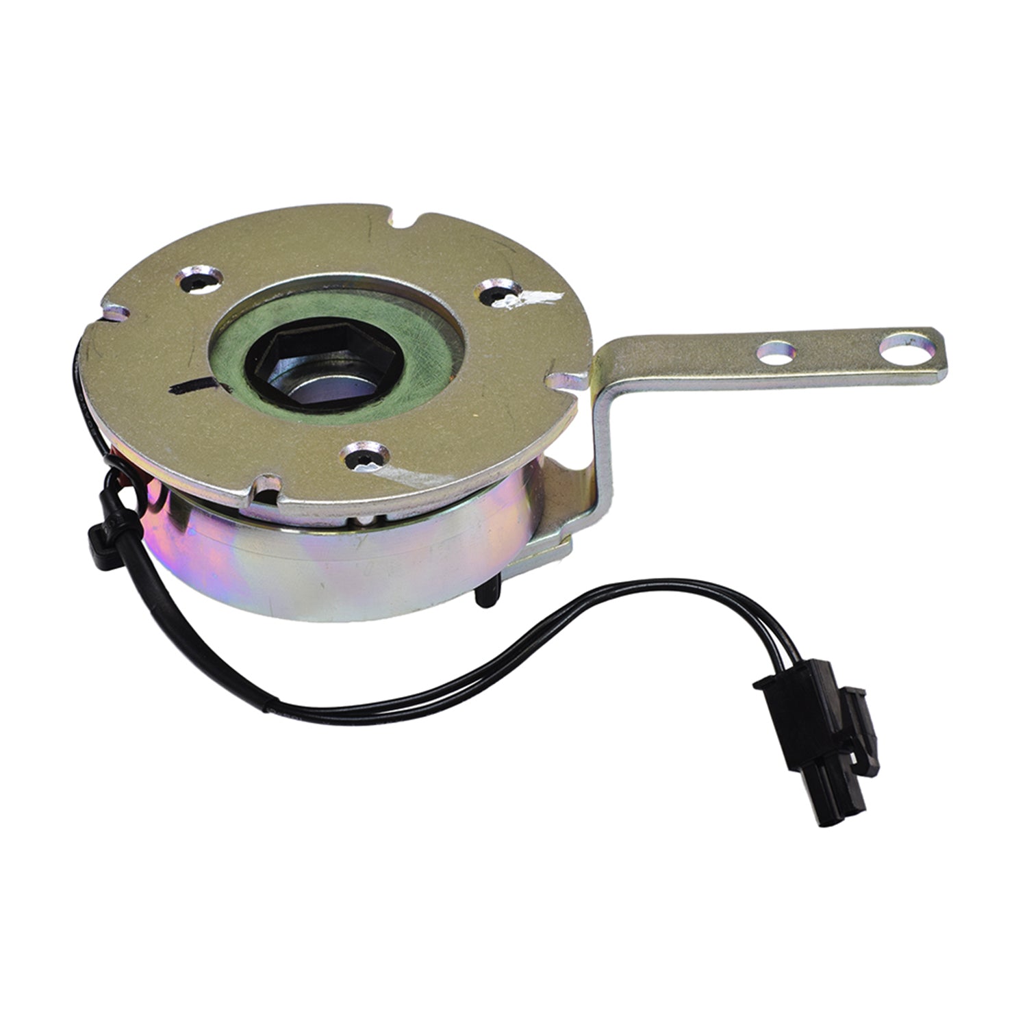 Brake Assembly for the Pride Celebrity X (SC4001/SC4401) & Mega Motion Endeavor X (MM4001DX/MM4401DX) mobility scooters; features a metal object with a wire and close-up details of components.