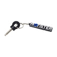 Key (Stereo Plug Style) with Flat Circle Head for Pride Revo (SC60) Scooters, featuring a black plastic loop head attached to a key ring. Ideal for replacing lost or misplaced scooter keys.