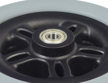 Front Anti-Tip / Rear Caster Wheel for Jazzy 614 and 614 HD, featuring a black rim and round center, designed for stability and compatibility with both models.