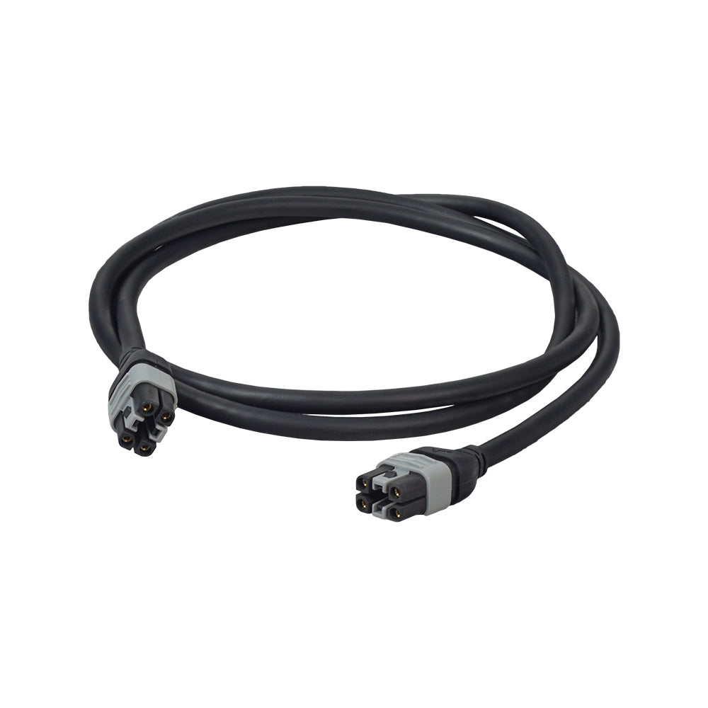 1.5 Meter Bus Cable for Dynamic Joysticks, featuring black cable with grey male connectors on both ends, suitable for power chairs from brands like Jazzy, Pride, and Shoprider.