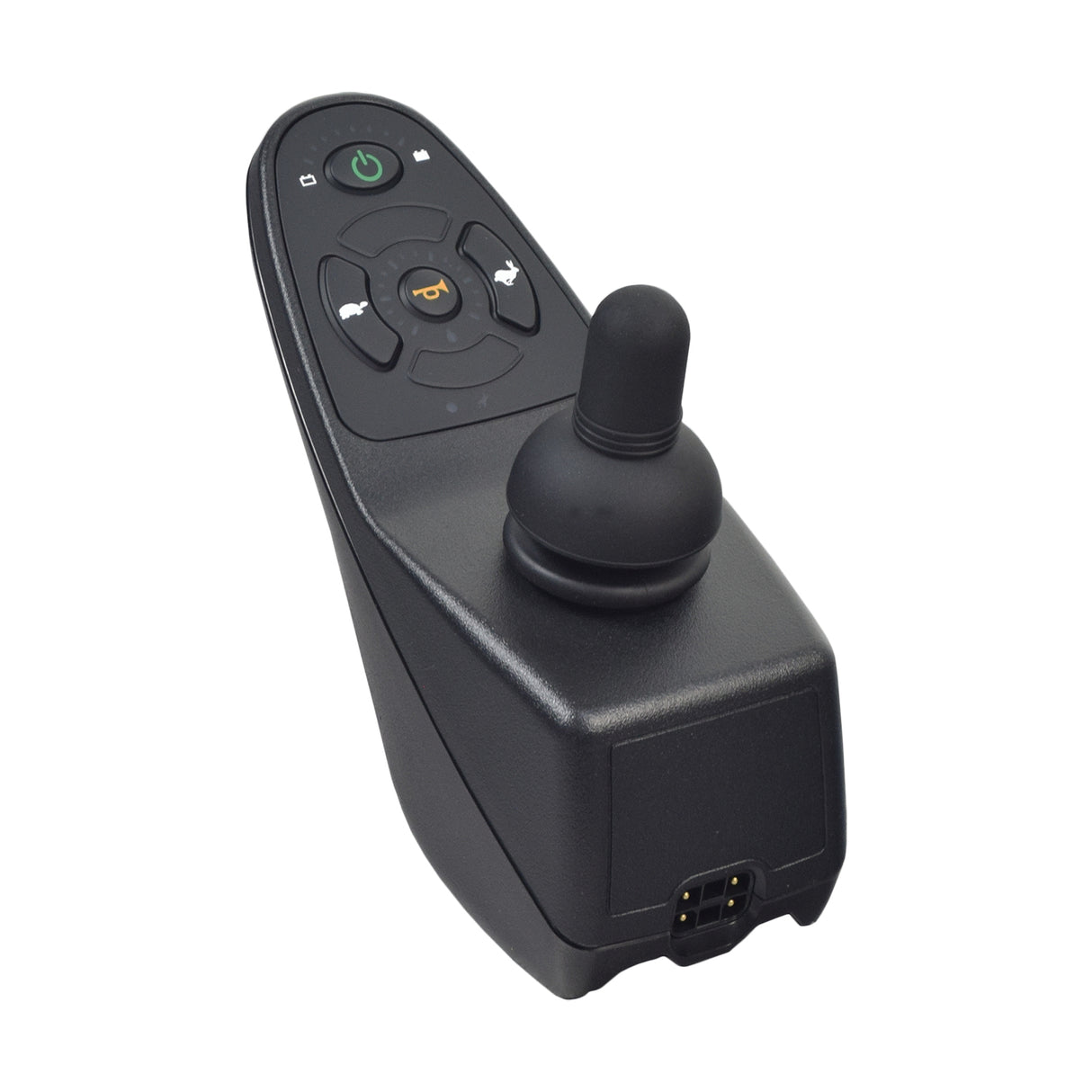 4-Key Dynamic Shark Joystick Controller for C.T.M. HS-1000 & HS-2850 Power Chairs, featuring a black remote control with a ball on top and visible buttons.