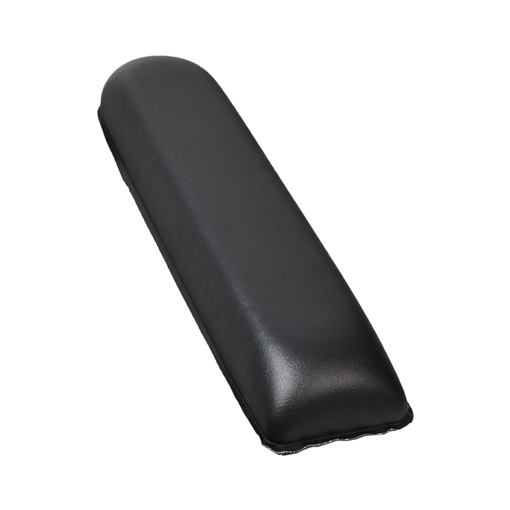 Black Vinyl Co-Molded Full Length Armrest Pad for Jazzy Power Chairs & Pride Mobility Scooters (Set of 2) showing a single black rectangular pad, slightly thicker and cushioned, designed for enhanced comfort.