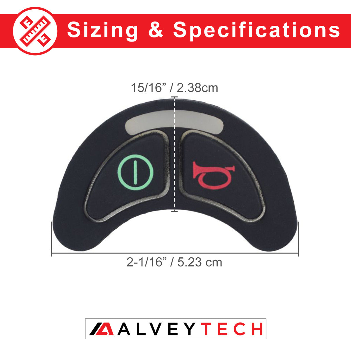 Keypad for 2-Key GC Joystick Remote for Jazzy Select Power Chairs, featuring horn and On/Off buttons, shown in close-up with clear button layout.