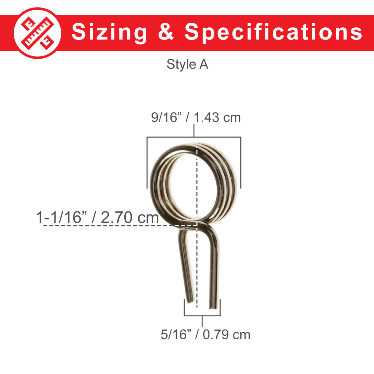 Universal Throttle Pot Torsion Spring for mobility scooters, shown in a close-up diagram highlighting its metal structure and dimensions for accurate replacement.