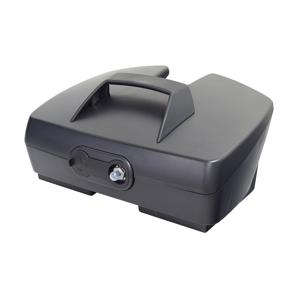 Standard Capacity Battery Box Assembly for the Go-Go Elite Traveller (SC40E/SC44E), featuring a black rectangular case with a handle, designed for easy replacement or backup power for scooters.