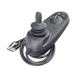 2 Key GC2/GC3 Joystick Remote with 4 Prong Connector; features a black joystick with attached cord, designed for Jazzy and Jet power chairs by Pride Mobility.