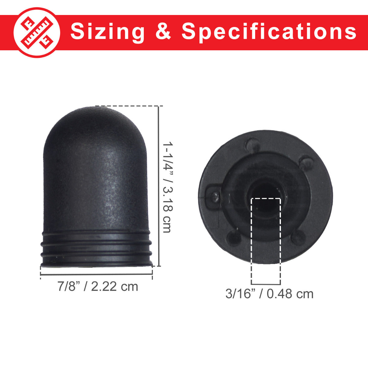 Joystick Knob for Dynamic Joystick Remotes (Shark, SPJ+, and A-Series) - black, circular plastic cap with a hole in the center, designed to replace worn joystick knobs on Dynamic joystick remotes.