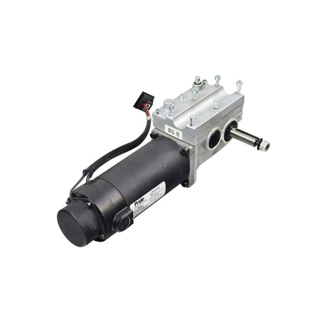 Right Side Motor Assembly for Jazzy 1121 and Quantum Q1121, featuring a black and silver electric motor with a visible label and included components like solenoid, cap, and mounting hardware.